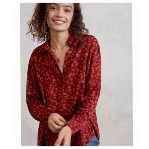 FARM RIO Magda Oversized Animal Print Button-down Blouse